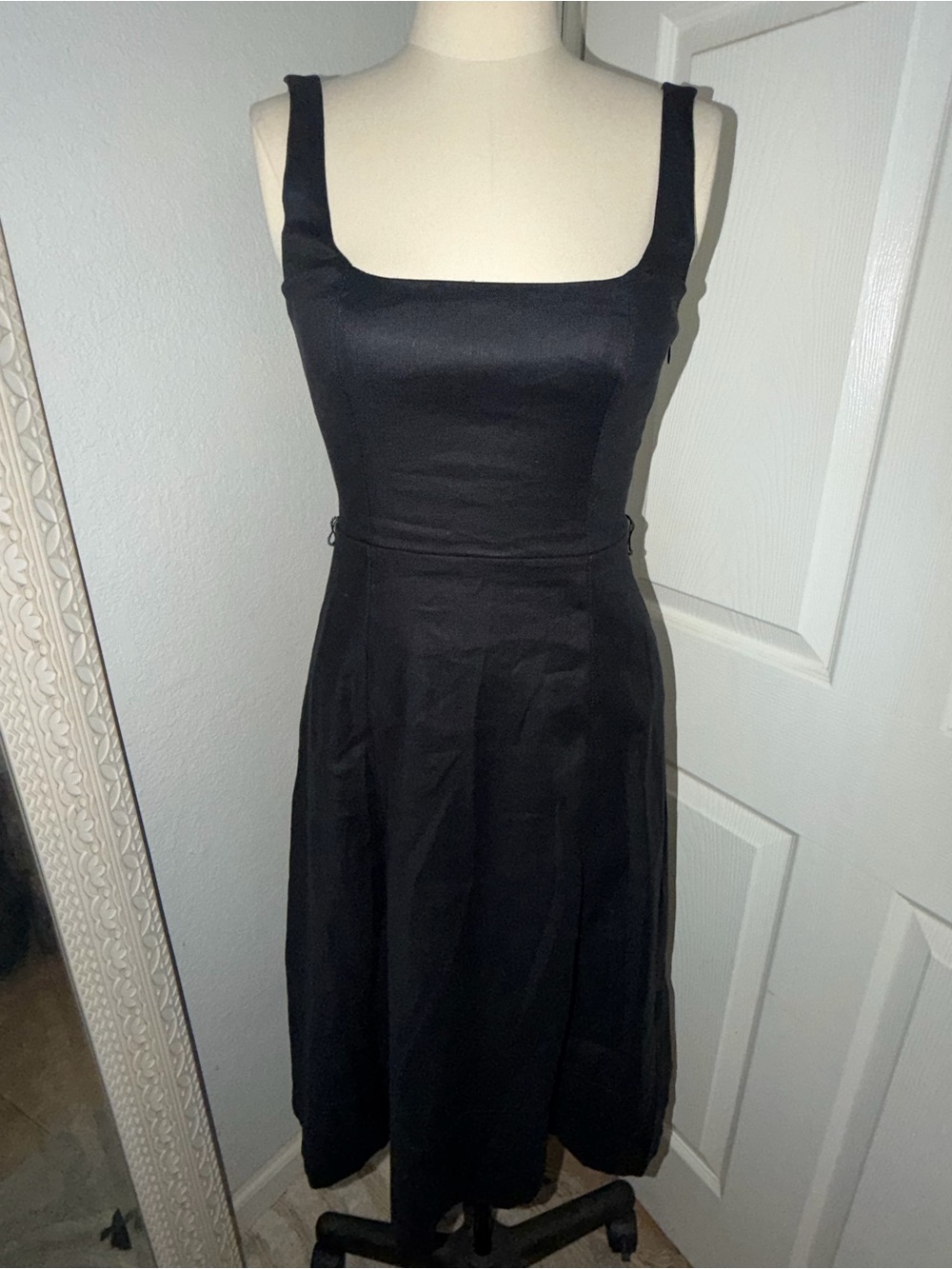 Banana Republic Black Square-Neck Midi Dress with Wide Straps